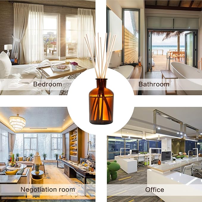 TOMCENXI 100PCS Reed Diffuser Sticks,10 Inch Natural Rattan Wood Sticks,Diffuser Refills,Essential Oil Aroma Diffuser Replacements Sticks for Home,Office (Black Color and Natural Color)