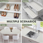 Drawer and Shelf Liner, Non-Slip Kitchen Cabinet Liners Non-Adhesive Thick Strong Grip Waterproof Washable Mats Protect Dresser Shelves Cupboard Bathroom Cabinets, Green Plaid, 18 in X 30 FT