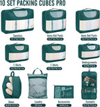Veken 10 Set Packing Cubes for Travel Essential, Suitcase Organizer Bags in 4 Sizes, Carry-On Luggage Accessories with Large Laundry & Hanging Toiletry Bag, Must-Have for Airplane, Road Trip & Camping