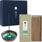 Asayu Japan Traditional Smoke Gift Set with Incense Holder and Brass Stand, Patchouli Incense Sticks with Mini Aquamarine