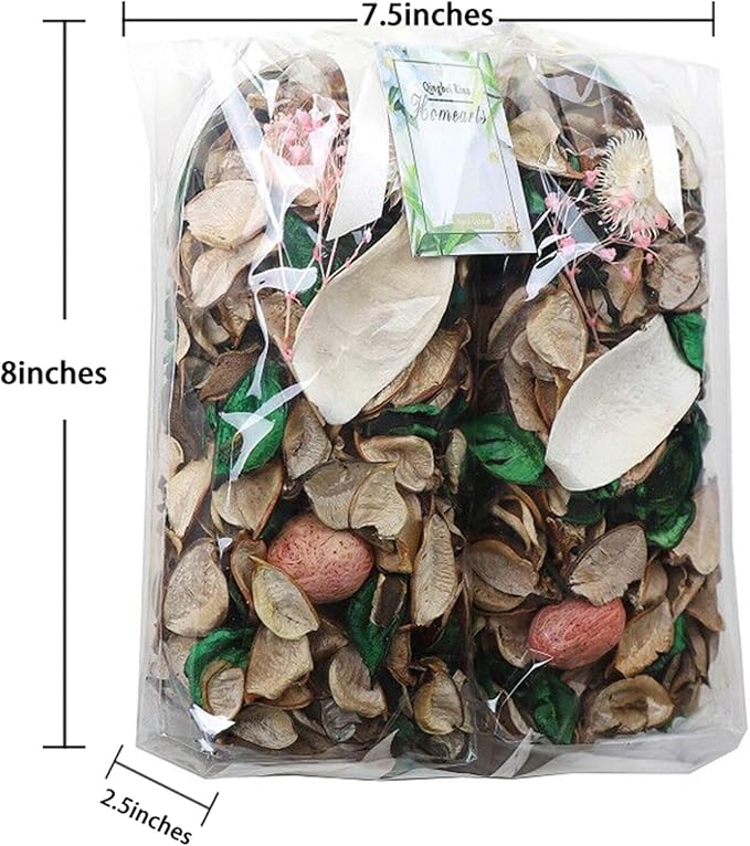 Qingbei Rina White Potpourri Bags, Jasmine Scented Potpourri Bowl Filler, Decorative Dried Flowers Petal,Home Fragrance Sachet,Bathroom Decor,8.4 oz/2 Bags