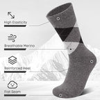 6 Pairs Merino Wool Socks for Men Thick Warm Thermal Winter Striped Dress Hiking Crew Men Socks Size 9-14