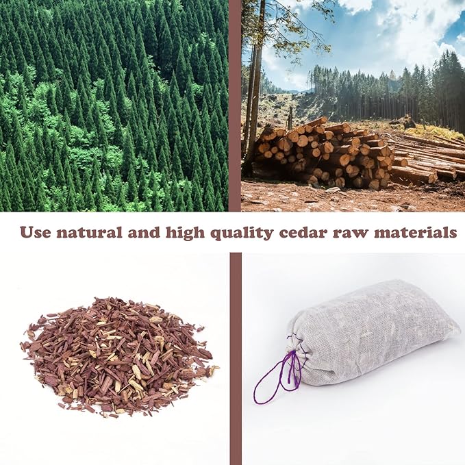 24 Pack Moth Repellent for Closet Lavender Sachet Bags, Cedar Blocks for Clothes Storage, Moth Balls Traps Cedar Lavender Bags sachets for Drawers and Closets, Protect Clothing Drawer Freshener