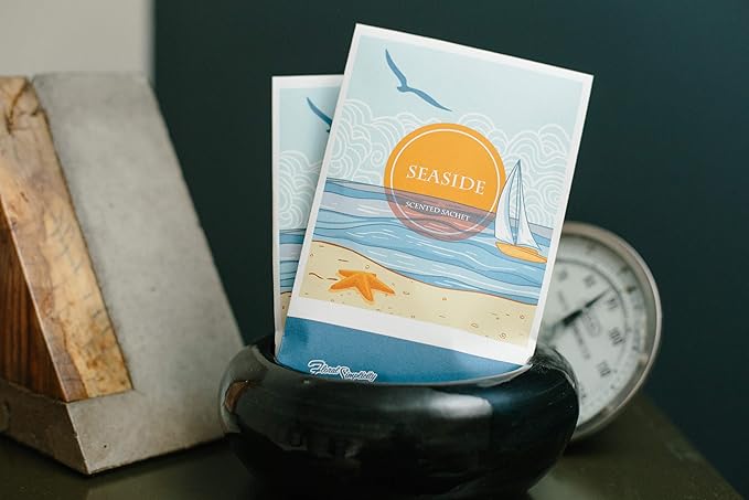 Seaside Scented Sachets Pack of 3, Spring and Summer - Long-Lasting Scented Bags, Home Fragrance, Air Freshener & Deodorizer for Closet, Room, Drawer, or Cars, Made in USA