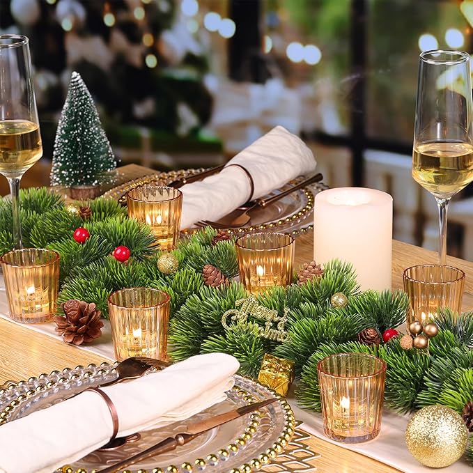 24PCS Vintage Ribbed Gold Votive Candle Holders, Glass Candle Holder for Wedding Decorations, Tealight Candle Holder for Table Centerpiece, Diwali, Home and Party Decorations