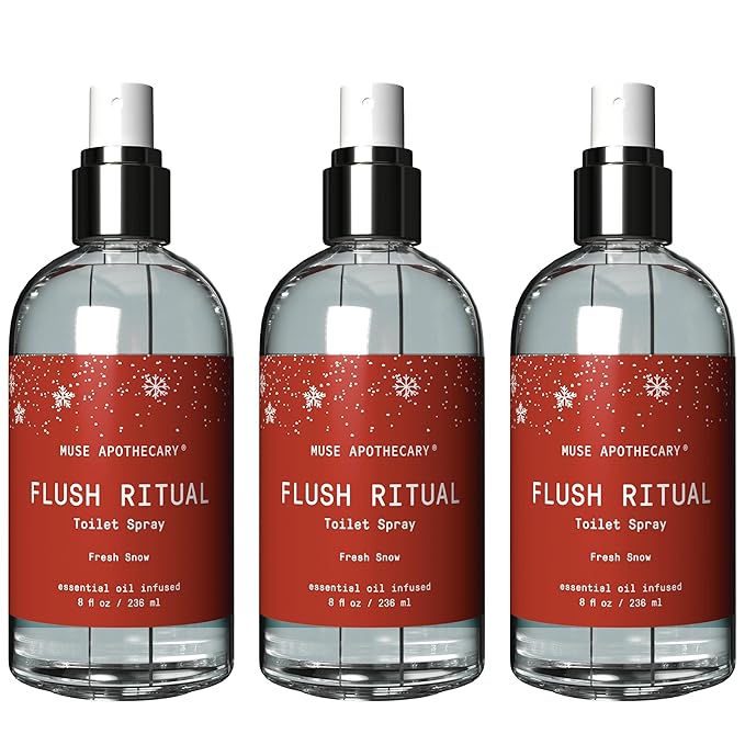 Muse Apothecary Flush Ritual - Aromatic & Refreshing Toilet Spray, Use Before You Go, 8 oz, Infused with Natural Essential Oils - Fresh Snow, Pack of 3