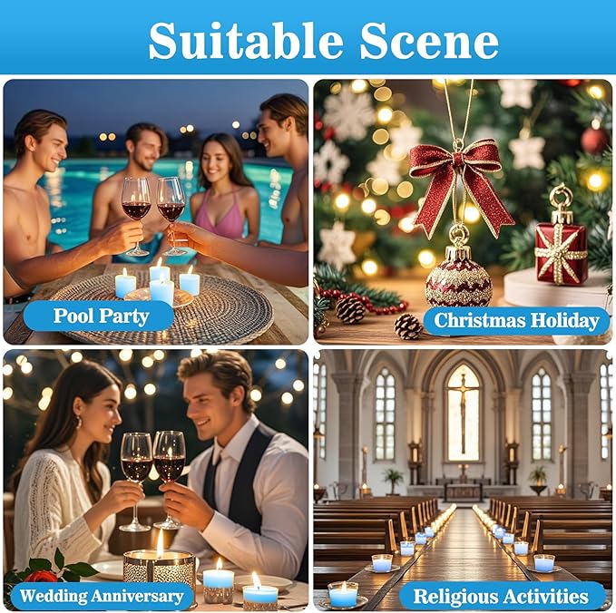 Blue Tea Lights Candles Set - MAQIHAN 25pcs Tealight Candles Votive Soy Candle with Cotton Wick for Home Decoration, Wedding, Emergencies, Shabbat