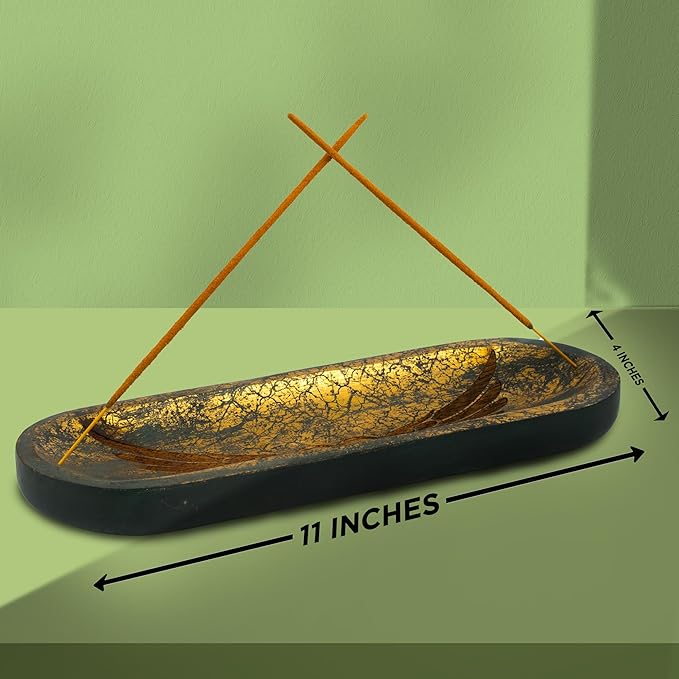 raajsee Incense Holder Hand Carved-Incense Burner Holder –Ash Catcher - Incense Stick Holder - Meditation & Yoga - Great Gift for Any Occasion Size 11x4 inch