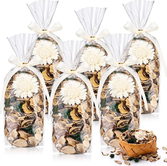 Nuanchu 6 Pcs White Potpourri Bags Potpourri Bowl Filler Chrysanthemum Scented Dried Flowers Petals Home for Closet Drawer Car Fragrance Sachet Holiday Wedding Decor, 12.7oz