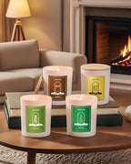 AOOVOO Winter Candles Set for Women - 4 Pack Candles for Home Scented, Aromatherapy Candle with Crystals, 28 oz 200 Hour Long Lasting Candle, Winter Fragrance of Cedar, Fir, Hot Cocoa, Vanilla Cake