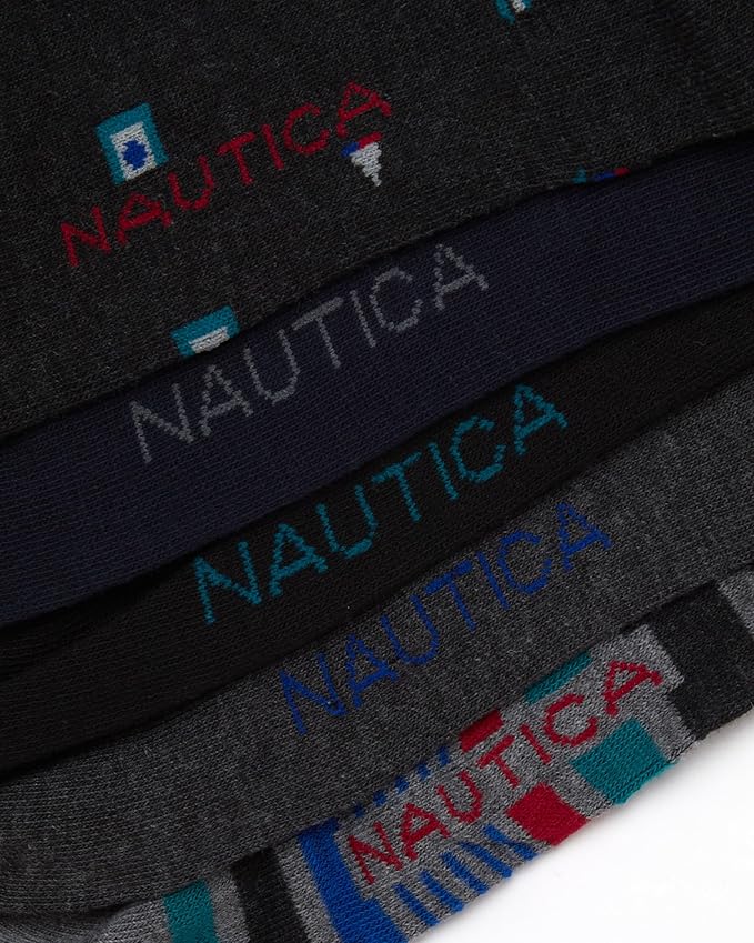 Nautica Mens Dress Socks - 5 Pack Breathable Comfort Stretch Crew-Length Work Socks for Men for Business Formal Wear (6-12.5)