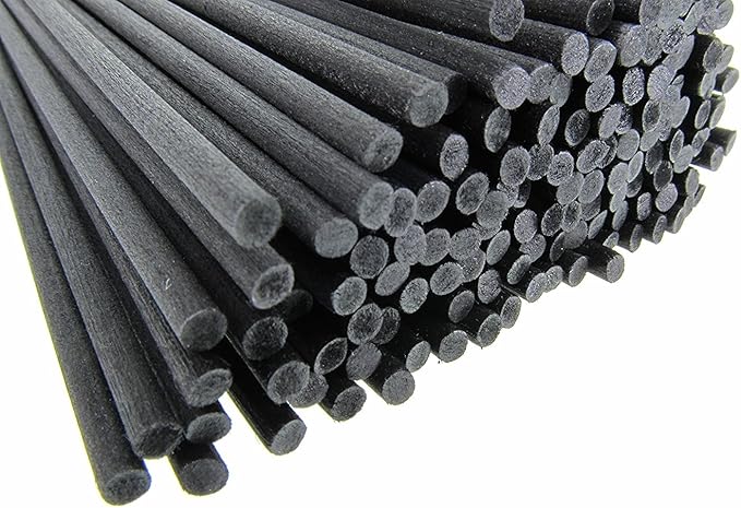 Resafy Reed Diffuser Sticks, Jecnovo Pack of 100 Fiber Sticks with Handmade Linen Bag, Safe and Non-Toxic, 9 Inches Long 3mm Diameter Aromatherapy Diffusers for Home, Spa and Office(Black)