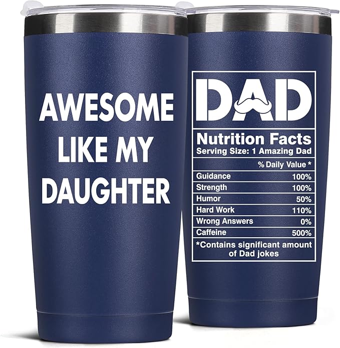 Father's Day Gift for Dad from Daughter - 20oz Coffee Mug - Best Bonus Dad Birthday Gifts for Father, Husband - Christmas Ideas Drinking Cup Tumbler, Navy Blue
