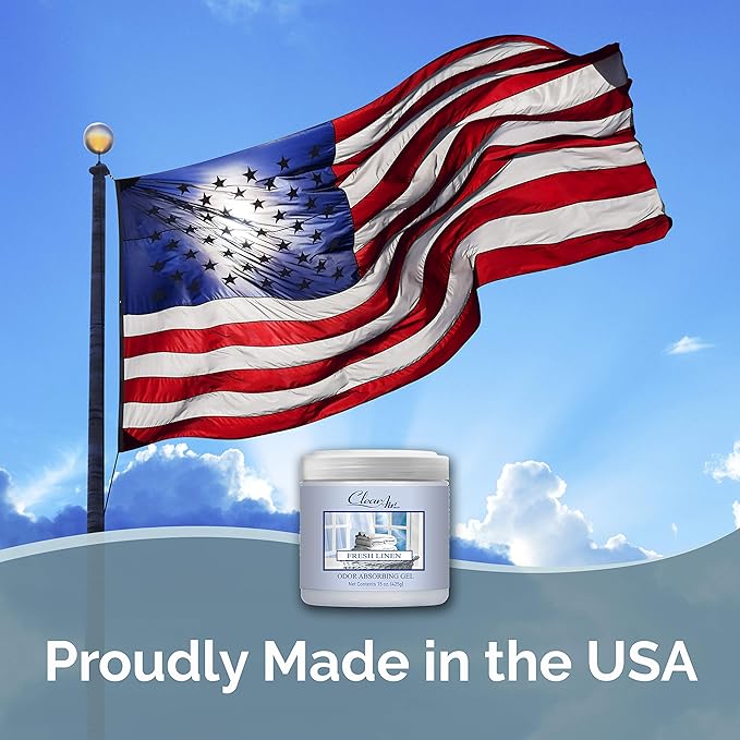 Clear Air Odor Absorber Gel - 15 oz, Pack of 2 - Air Freshener Absorbs and Eliminates Odors in Bathrooms, Cars, Boats, RVs and Pet Areas - Made with Essential Oils - Fresh Linen Scent