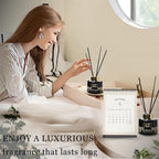 Luxury Jasmine NICHE Reed Diffuser Set 5.41 fl oz Long Lasting Home Fragrance Aromatherapy Diffuser with 6 Sticks Black Gold Bottle for Bedroom Bathroom Living Room Office Home Décor (Crystal)