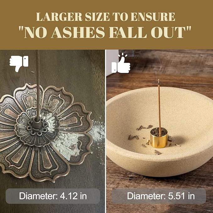 Koville Natural Marble Incense Holder, Incense Holder for Sticks with 9 Holes, Handmade Incense Burner Ash Catcher for Meditation Yoga SPA, Balsam Fir/Palo Santo/Sage/Cone (Sandstone-Brown)