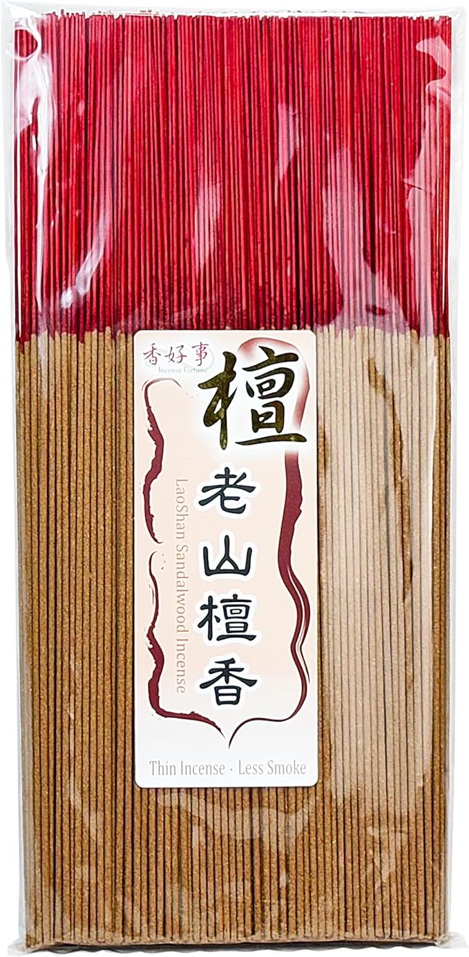 LaoShan Sandalwood Incense Joss Sticks (30cm, 300g, 400 Sticks) - Taiwan Traditional Bamboo Sticks for Religious, Thin & Less Smoke (1)
