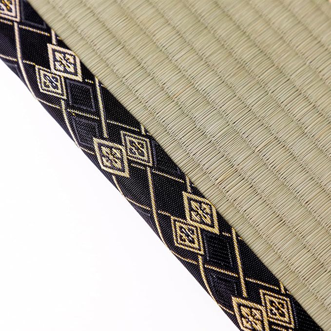 Asayu Mini Tatami mat Made of Real Igusa Rush Grass, Made in Japan, for Bonsai, Doll Stand, Coaster, Incense Holder (Black)