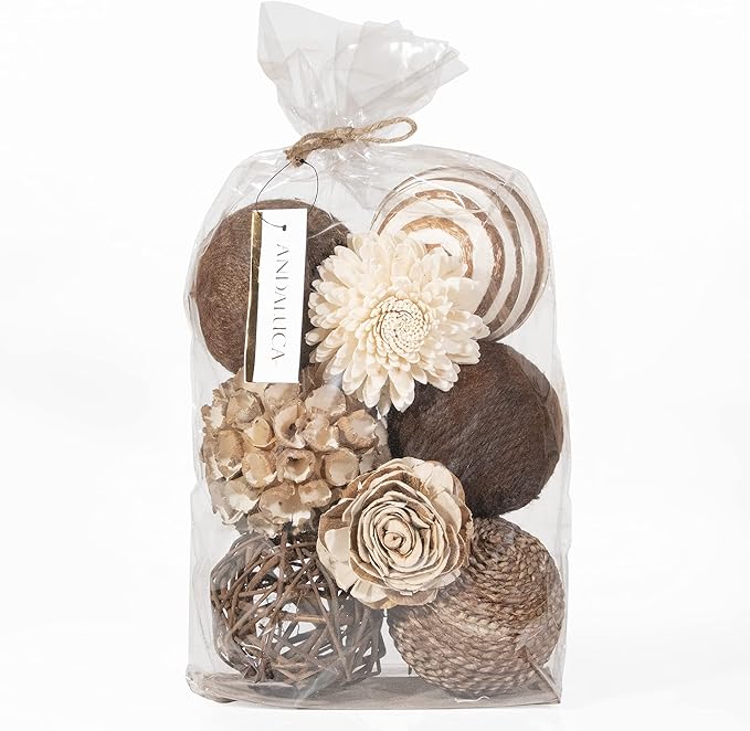 ANDALUCA Decorative Balls Bowl Filler Beige Orbs Floral Home Decor (Cocoa Floral)