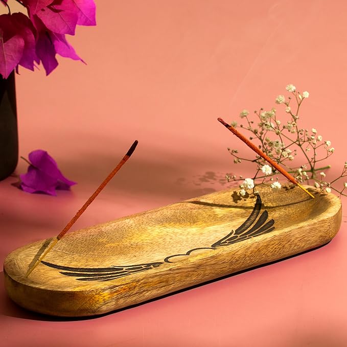 raajsee Incense Holder -Incense Burner Holder –Ash Catcher - Incense Stick Holder - Meditation & Yoga - Great Gift for Any Occasion Size 11x4 inch (Heart Brown)