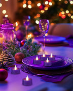 BEICHI Purple Flameless Candles, 24-Pack LED Tea Lights Candles Battery Operated, Electric Fake Tealight Candles, Votive Candles Bulk for Halloween, Christmas, Party, Mardi Gras