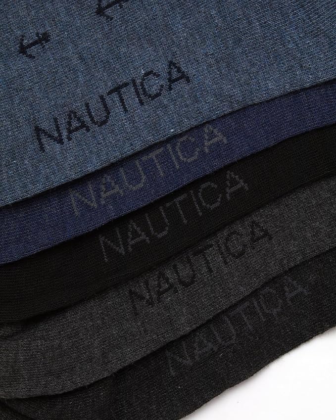 Nautica Mens Dress Socks - 5 Pack Breathable Comfort Stretch Crew-Length Work Socks for Men for Business Formal Wear (6-12.5)