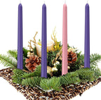 4 Pack Advent Taper Candles Premium Hand Dipped 10in Unscented Christmas Taper Candles - Ideal for Seasonal Celebrations, Holidays, Church, Celebration, Party