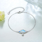 TYSO Mushroom Bracelet 925 Sterling Silver White/Pink/Blue Opal Mushroom Bracelet Jewelry Gift for Women
