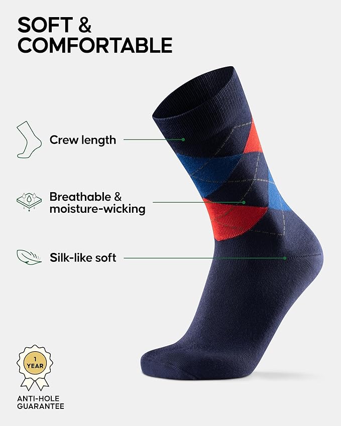 DANISH ENDURANCE Viscose Dress Socks, Premium, Soft, Breathable, Dress Socks for Men & Women, Unisex, 6-Pack