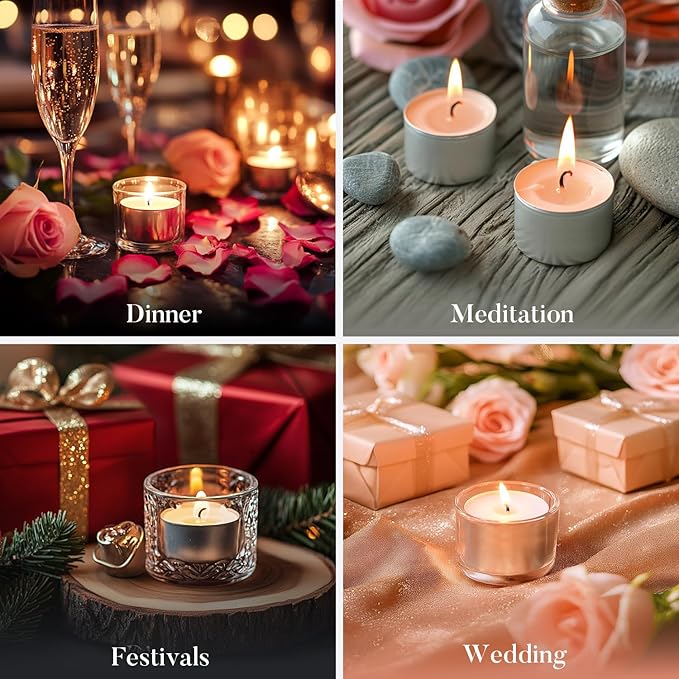 Unscented Tea Lights Candles 240 Pack, 8 Hours Long Burning,White Tea Candles Bulk, Bright Burn with Palm Wax,Smokeless Tealight Candles for Wedding,Centerpiece,Christmas Lights,Home Decorative