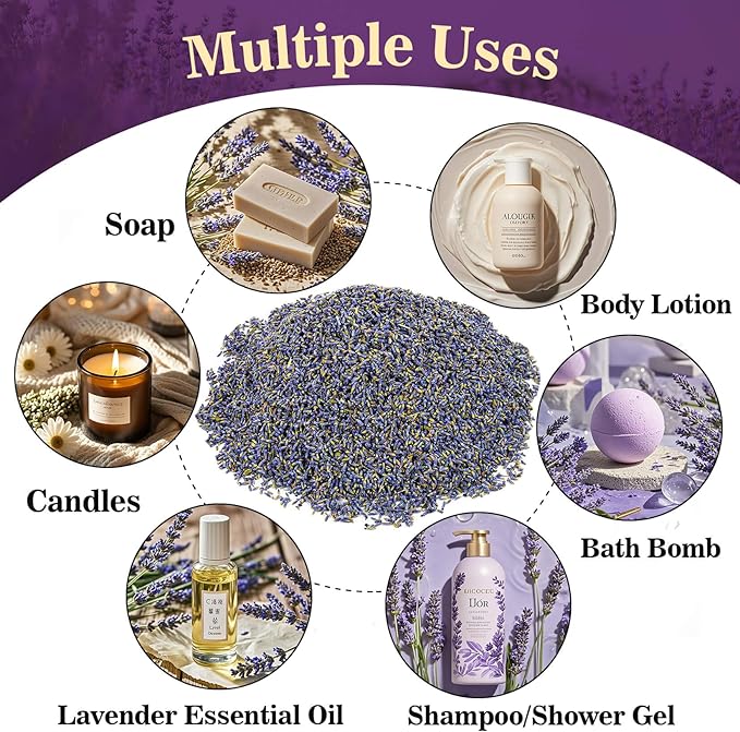 12.5OZ Sukh Lavender Dried Buds - Sachets for Drawers and Closets, Flowers Sachet Bags With Fresh Scents for Party, Birthday, Bridal Shower Bulk