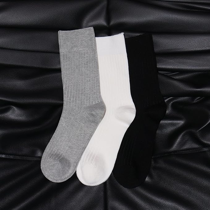 SERISIMPLE Men's Dress Socks - Bamboo Viscose Thin Ribbed Knit, Silky & Soft, Lightweight Business Crew Socks 5 Pairs