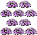 NUPTIO Artificial Flower Centrepieces for Tables - 10 Pcs Lilac Fake Flowers Roses Balls 9.5in Diameter - Silk Faux Rose Arrangement for Wedding Party Centerpiece Table Decor