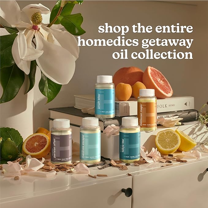 Homedics SereneScent Maldives Escape, Fresh & Woody Home Fragrance Oil, 120 ml, for use with Homedics SereneScent Waterless Diffuser (ARMH-970/973), Clean & Natural, up to 100% USDA Biobased