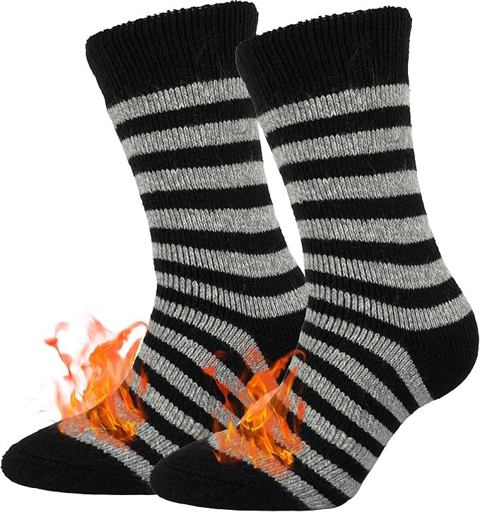 BomKinta Thermal Socks Men - Winter Warm Socks for Cold Weather Crew Socks - Cozy Soft Thick Christmas Boot Socks Size 7-11