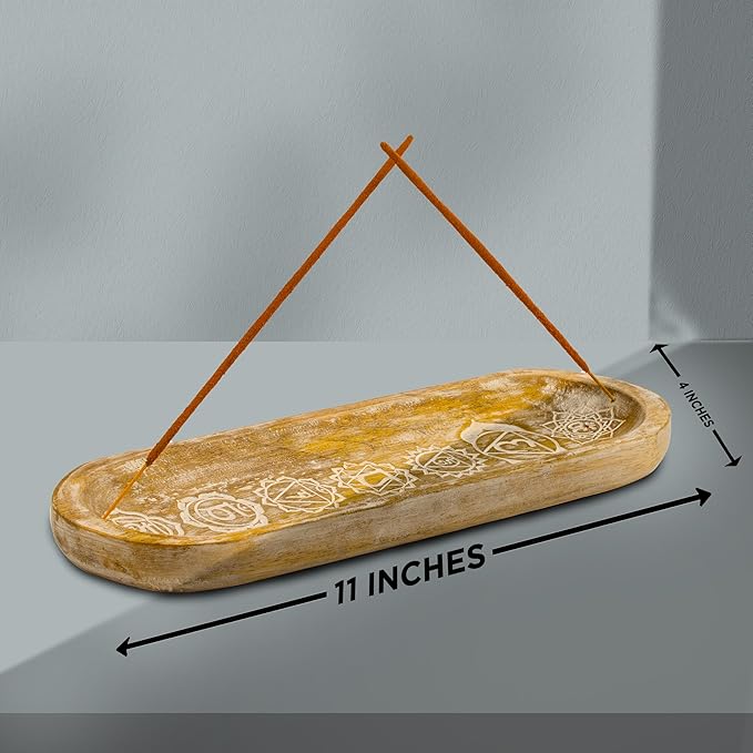 raajsee Incense Holder -Incense Burner Holder –Ash Catcher - Incense Stick Holder - Meditation & Yoga - Great Gift for Any Occasion Size 11x4 inch (Seven Chakra White)