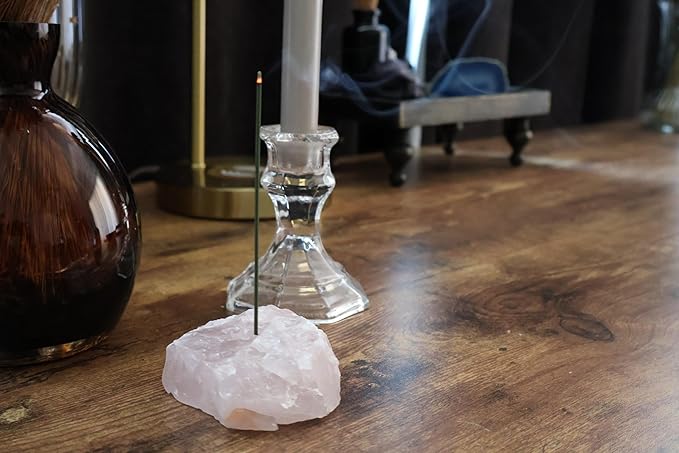 Wholesale Stone Rose Quartz Incense Holder – Natural Raw Crystal Base for Meditation, Aromatherapy, and Home Décor – Handmade Stone Stick Burner