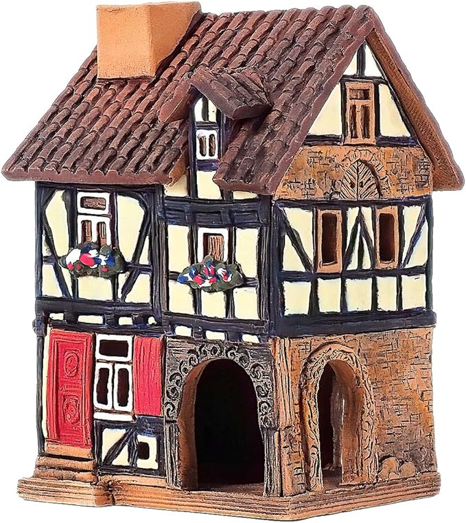 Ceramic Houses Collection - Collectible Miniature of Historic House in Lauterbach Germany - Cone Incense Holder Room Decor - Ceramic Incense Burner S19-2