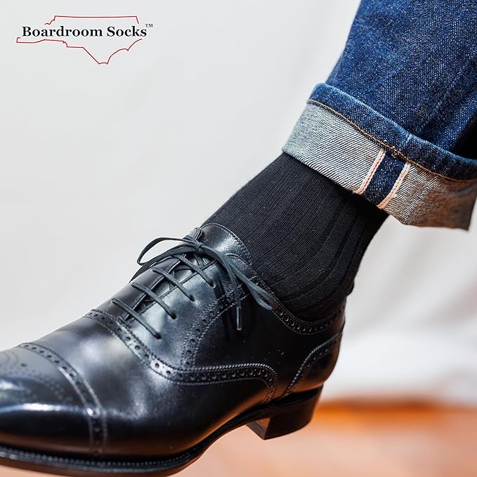 Cotton Dress Socks for Men – Comfortable Men’s Executive Socks – Classic Mid-Calf Dress Socks by Boardroom Socks