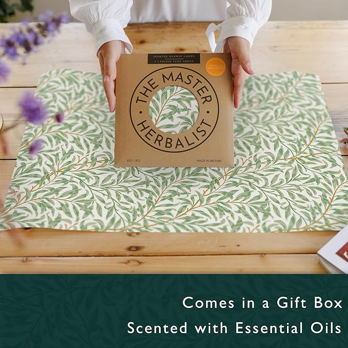 Fragrant Scented Drawer Liners in a William Morris Inspired Design | Pack of 5 Sheets | Contains Essential Oils | Made in The UK (Neroli & Bergamot)
