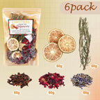 6 Pack Potpourri Simmer Kit 480g Christmas Stovetop Potpourri with Stickers Lemon Garden Scent Winter Natural Non Toxic Home Fragrance for Xmas Scent Stocking Stuffer Gifts