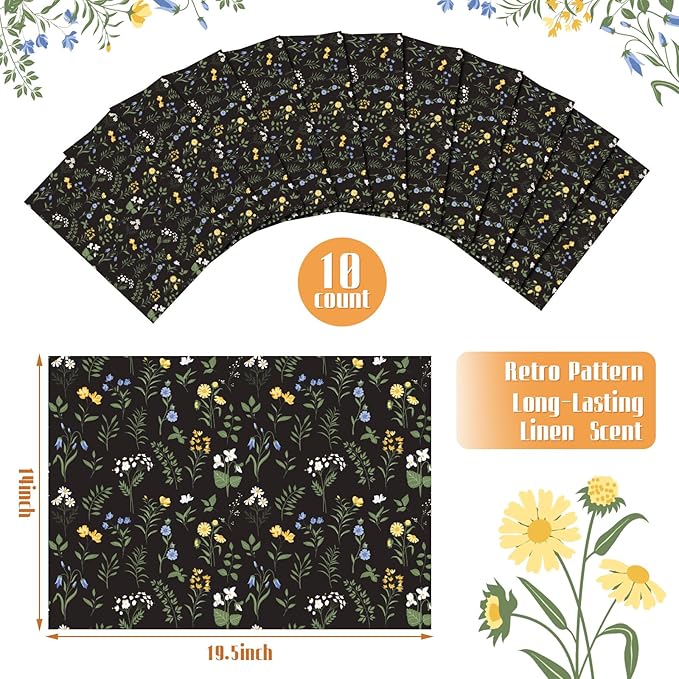 10 Sheets Drawer Liners for Dresser Scented Drawer Liners Non Adhesive Scented Paper for Fragrant Home Shelf Closet