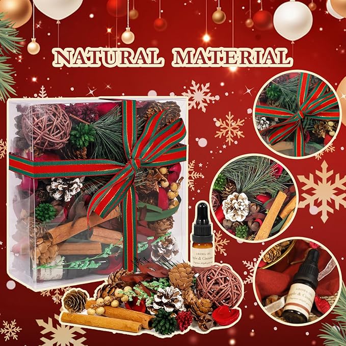 SCENTORINI Potpourri Bags, 14 oz Scented Potpourri with Fragrance Vial, Decorative Bowl Vase Filler for Christams Festival Decoration