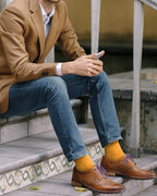 Feraricci Solid Color Casual Dress Socks for Men - Colorful & Comfortable Crew Socks