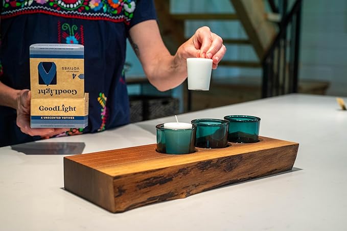 GoodLight Paraffin-Free Votive Candles, Vegan Palm Wax, Clean-Burning and All-Natural Votive White Candles | 15-Hour Burn Time (4 Unscented Votive Candles)