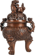 Top Brass Incense Burner & Holder Censer - Handmade for Home Decor, Meditation Decor, Spiritual Gifts, Zen Decor, Suitable for Incense Coil and Incense Cones,Chinese New Year Decoration (Large)