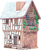 Ceramic Houses Collection - Handmade Miniature of Historic Winery in Bernkastel-Kues, Germany - Candle, Cone Incense Holder R255, Winter Edition