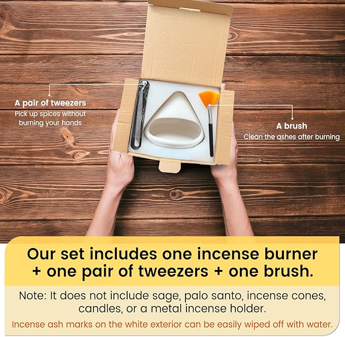 Handcrafted Natural Clay Smudge Pot-Mini Chimenea Incense Holder for Sage, Copal & Palo Santo-Aromatherapy Burner with Unique Design-Perfect Anxiety Relief Gift for Women, Zongzi Style, White