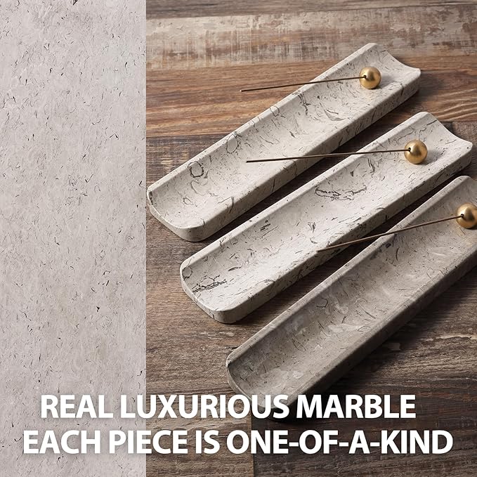 Koville Luxury Natural Marble Incense Holder, Incense Holders for Sticks, Incense Burner Holder, Ideal for Meditation and Relaxing, Easy to Clean