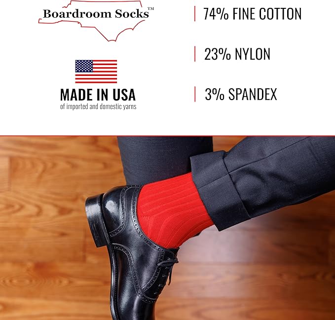 Cotton Dress Socks for Men – Comfortable Men’s Executive Socks – Classic Mid-Calf Dress Socks by Boardroom Socks